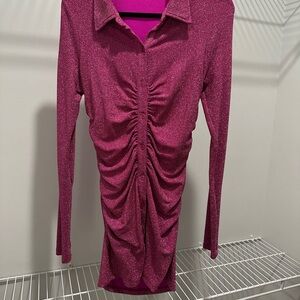 Sparkling Pink Ruched Dress